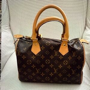 Inspired Classic Monogram Satchel with Tan Accents